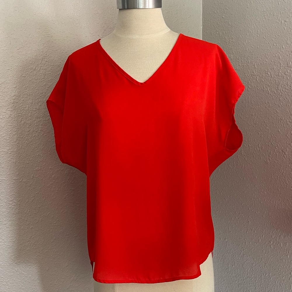 Cherry Red Woman’s V-neck Blouse